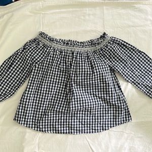 Madewell Gingham off the shoulder top
